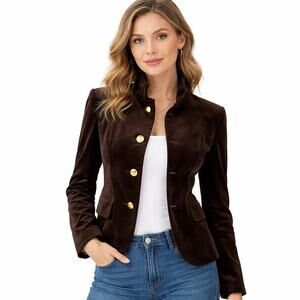 J.Crew Bella Velvet Blazer – Fall 2007 – Size 0 – Brown Gold Button Jacket Luxe